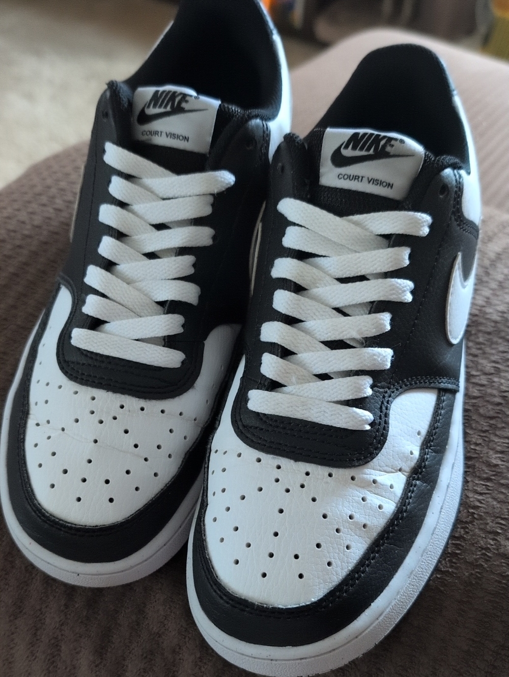 Nike Court Vision Low Top Sneakers - Black & White
